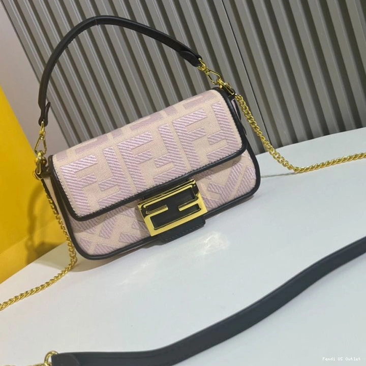 HOT Baguette Cherry Canvas FF Motif Mini Fendi Bag In 0818